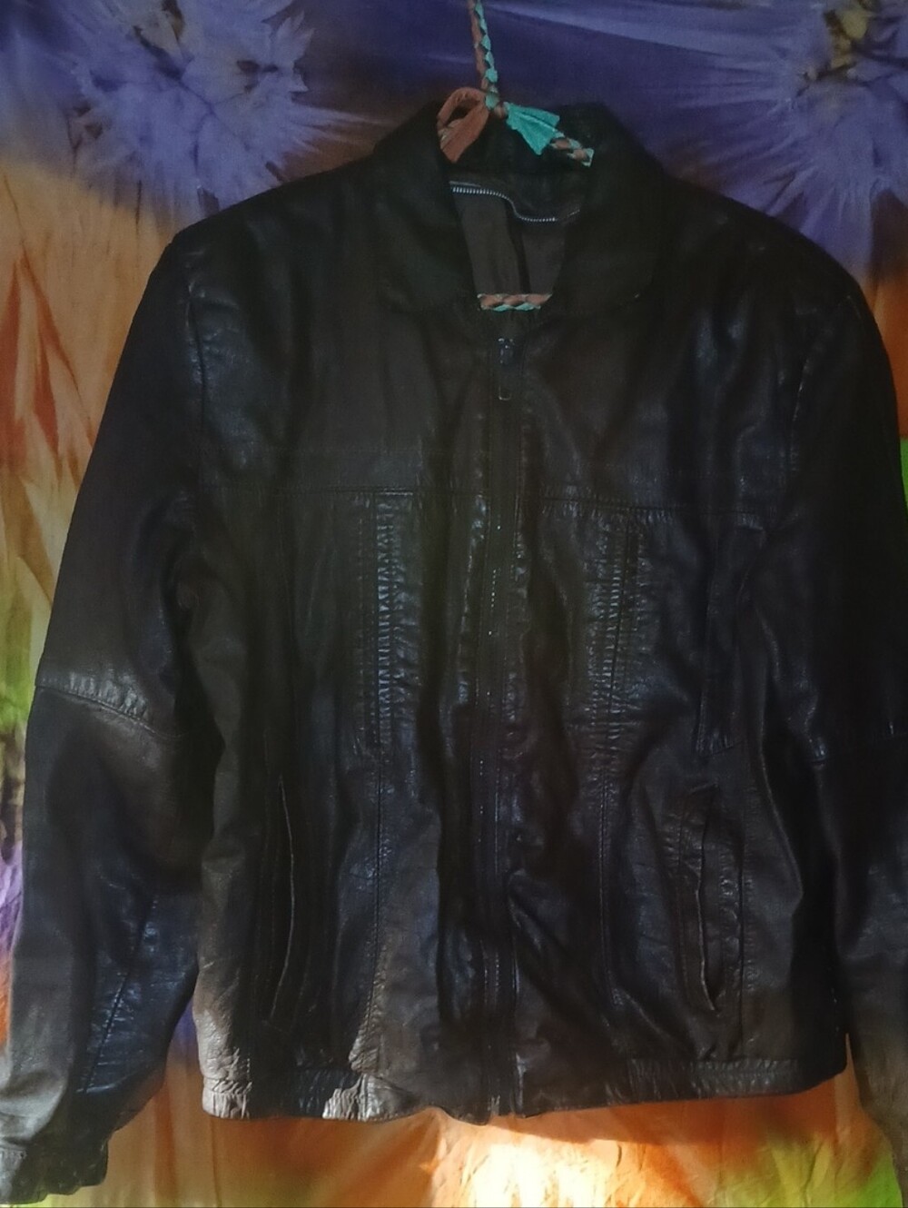 Vintage 80's Brown Leather Jacket Missing Inner Liner Medium